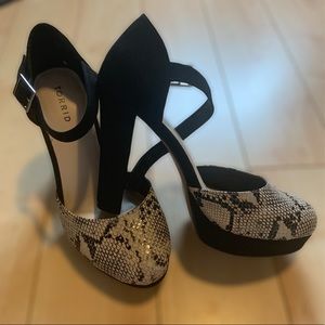 Torrid faux suede snakeskin block heel